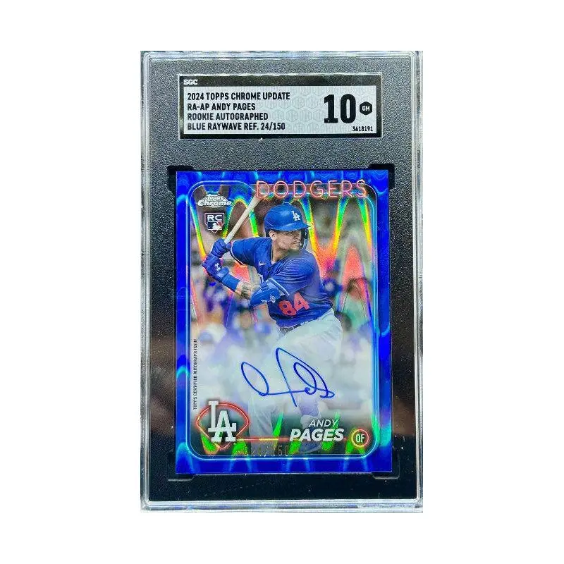 Andy Pages 2024 Topps Chrome Update Rookie Autograph Blue Raywave Refractor #RA-AP SGC 10