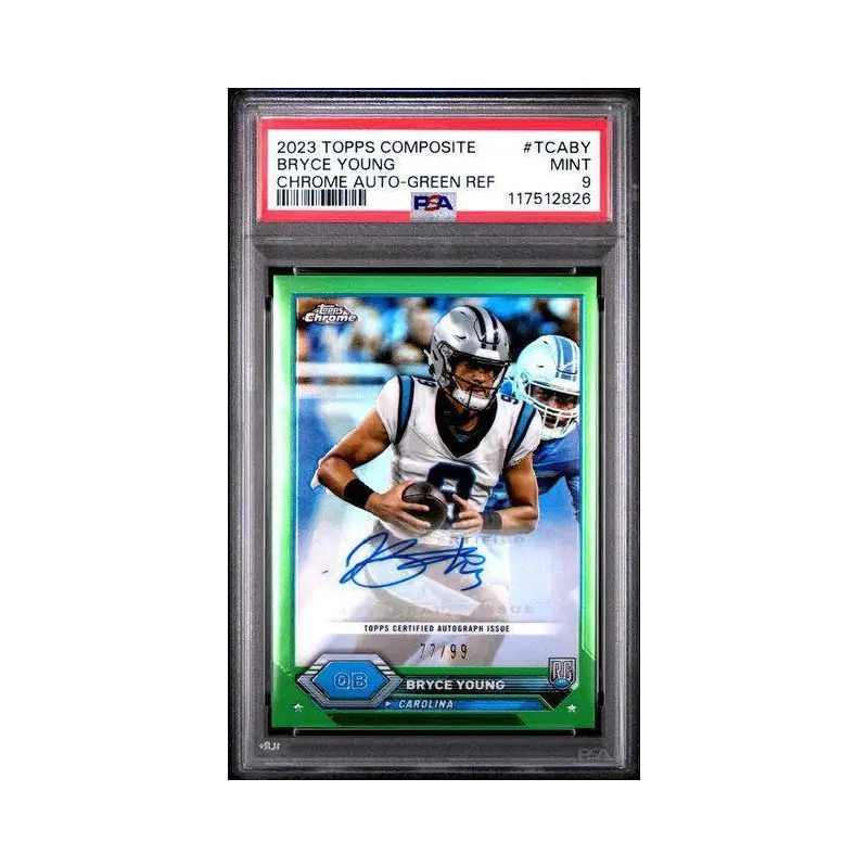 Bryce Young 2023 Topps Composite Chrome Auto-Green Ref #TCABY PSA 9