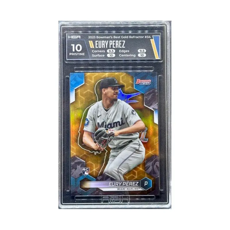 Eury Perez 2023 Bowmans Best Gold Refractor #34 HGA 10