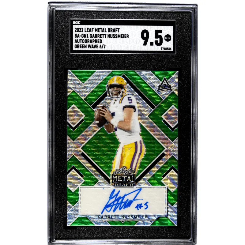 Garrett Nussmeier 2022 Leaf Metal Draft Autographed Green Wave #BA-GN1 SGC 9.5
