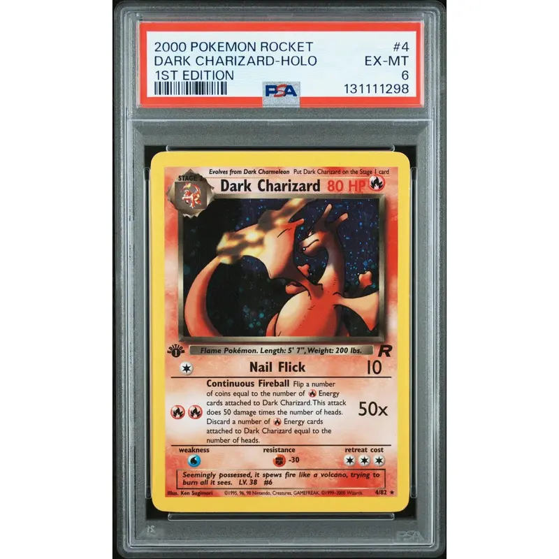 Dark Charizard Holo 2000 Pokmon Team Rocket 1st Edition #4 PSA 6