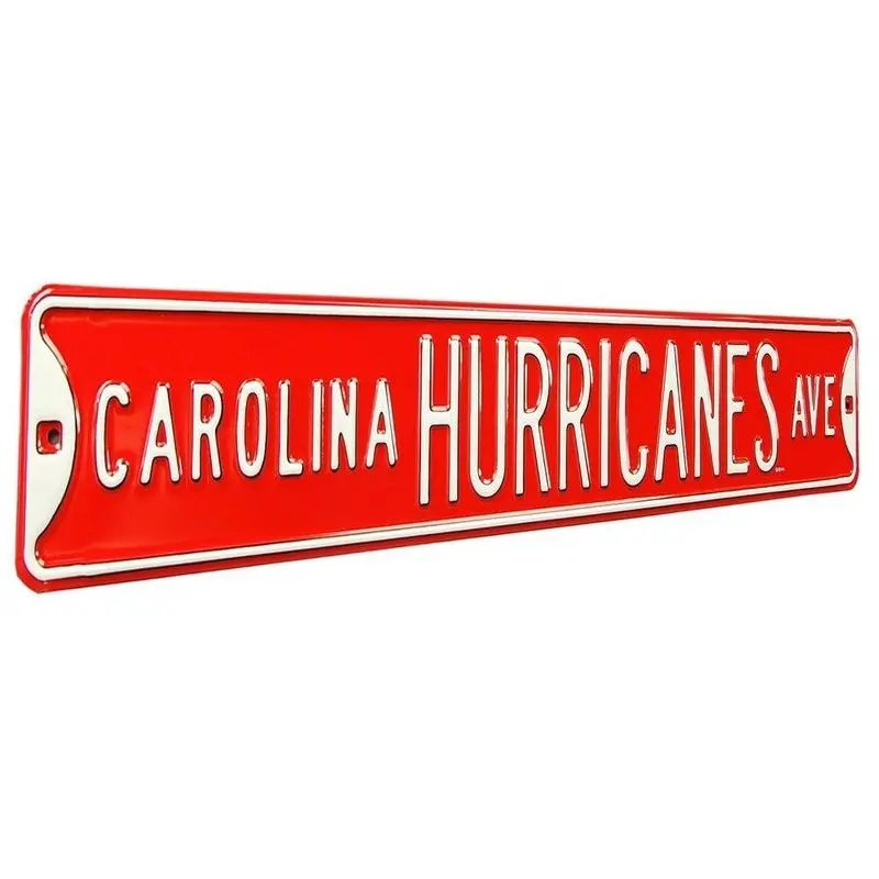 Sign: Carolina Hurricanes Steel Street Sign-CAROLINA HURRICANES AVE