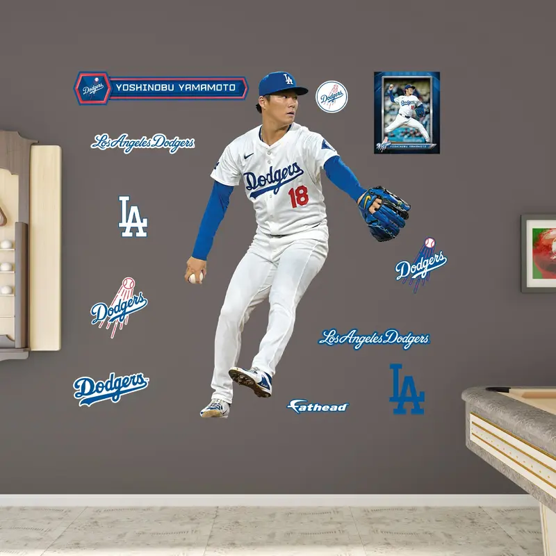 Yoshinobu Yamamoto - RealBig Collection - Official MLB - Los Angeles Dodgers - Reusable Vinyl Wall Decals
