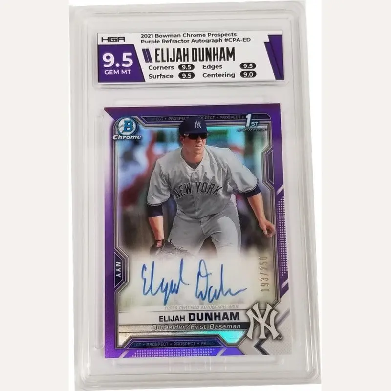 Elijah Dunham 2021 Bowman Chrome Prospects Purple Refractor Autograph #CPA-ED HGA 9.5
