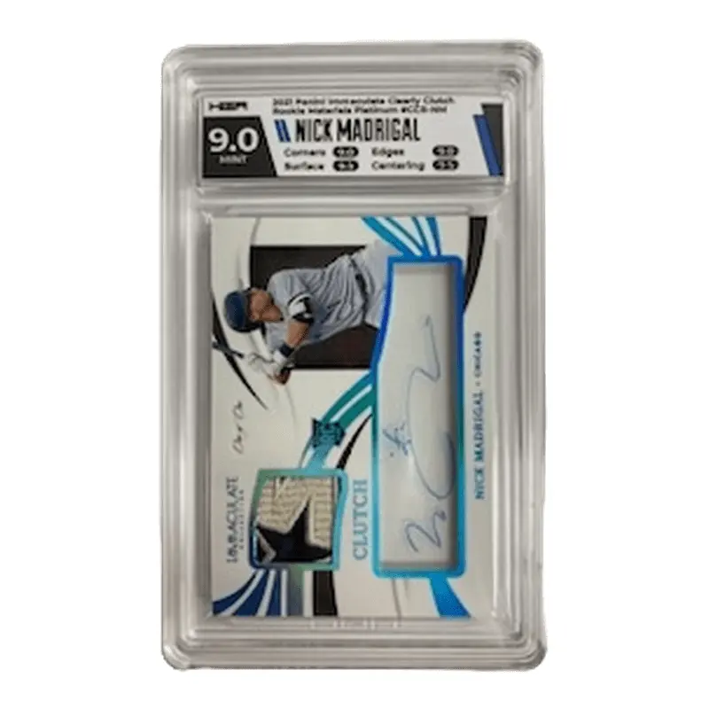 Nick Madrigal 2021 Panini Immaculate Clearly Clutch Rookie Materials Platinum #CCR-NM HGA 9.0