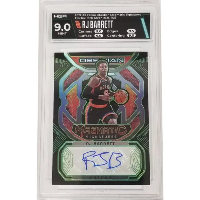 RJ Barrett 2022-23 Panini Obsidian Magmatic Signatures Electric Etch Green #MS-RJB HGA 9.0