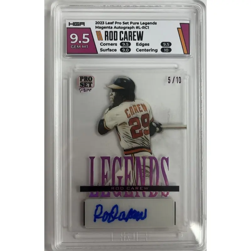 Rod Carew 2023 Leaf Pro Set Pure Legends Magenta Autograph, #L-RC1, HGA: 9.5
