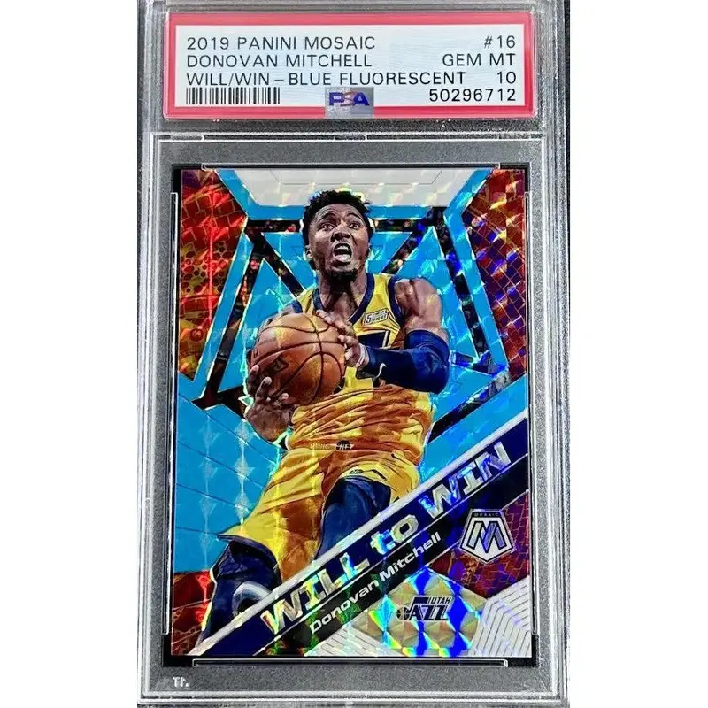 Donovan Mitchell 2019 Panini Mosaic Will/Win  Blue Fluorescent #16 PSA 10