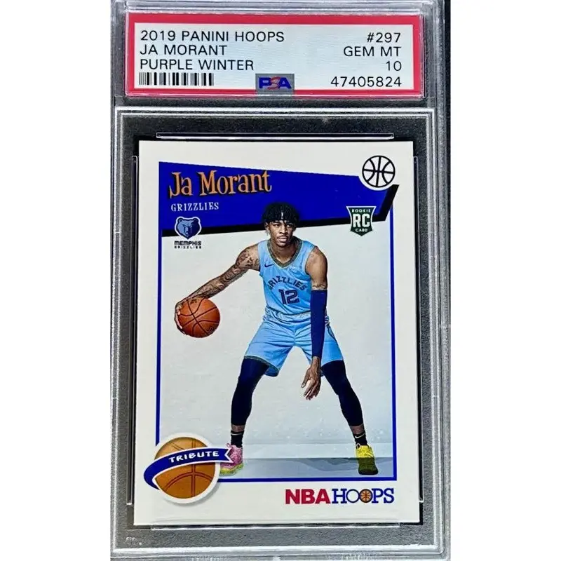 Ja Morant 2019 Panini Hoops Purple Winter #297 PSA 10  Rookie Parallel