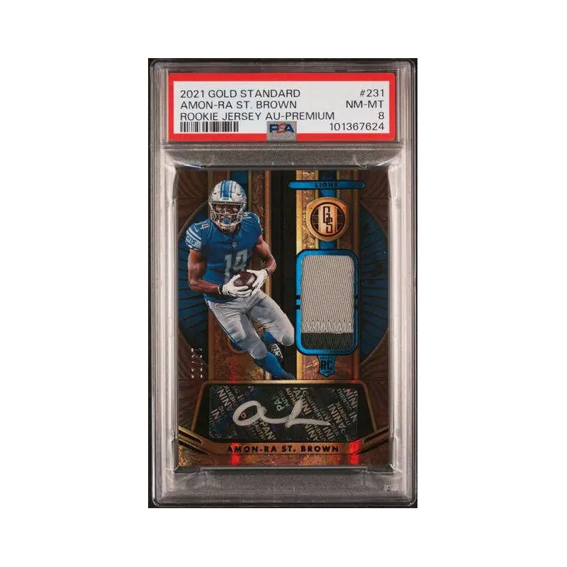 Amon-Ra St. Brown 2021 Gold Standard Rookie Jersey Auto-Premium #231 PSA 8