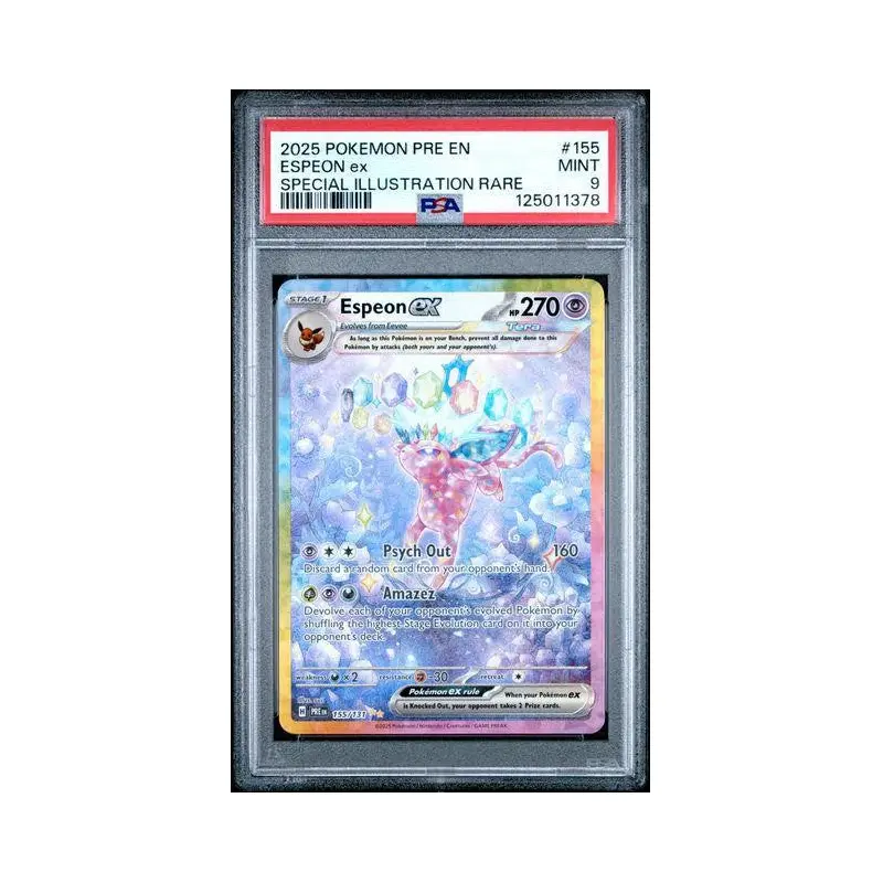 Espeon ex 2025 Pokemon Pre EN Special Illustration Rare #$155 PSA 9