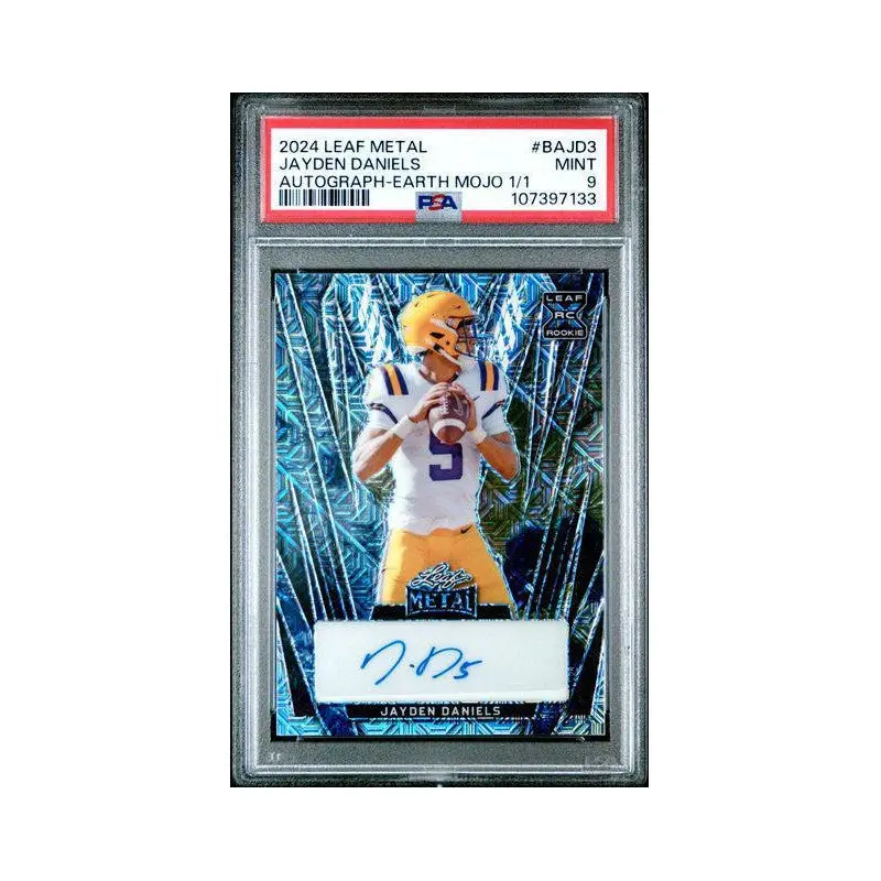 Jayden Daniels 2024 Leaf Metal Autograph  Earth Mojo 1/1 #BAJD3 PSA 9