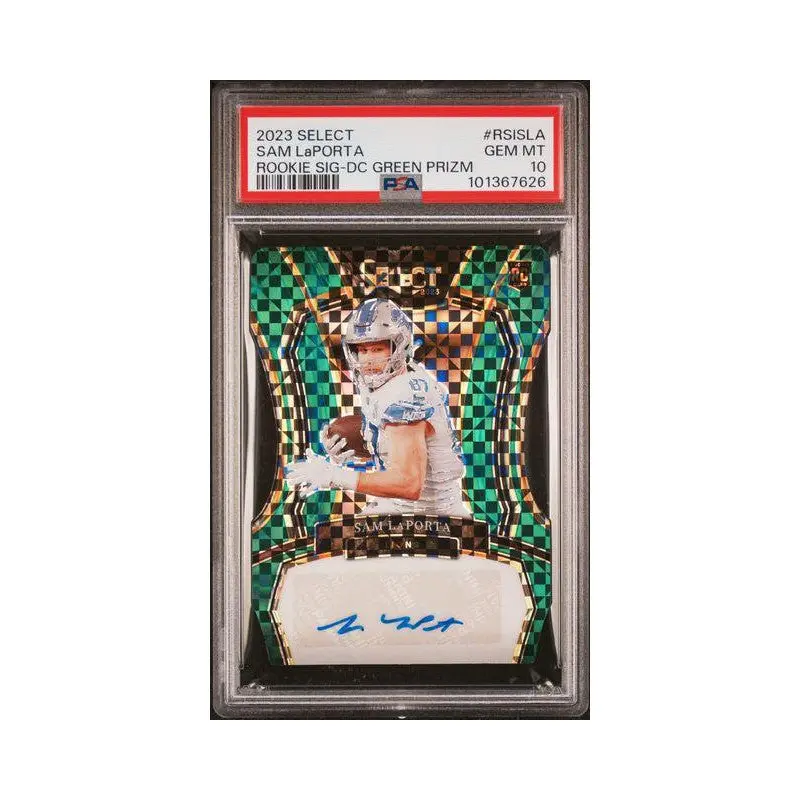 Sam LaPorta 2023 Panini Select Rookie Sig-DC Green Prizm #RSISLA PSA 10