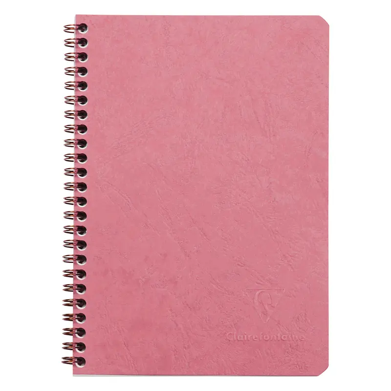 Clairefontaine Basics A5 Side Wirebound Notebook With Pockets- Rose Lined