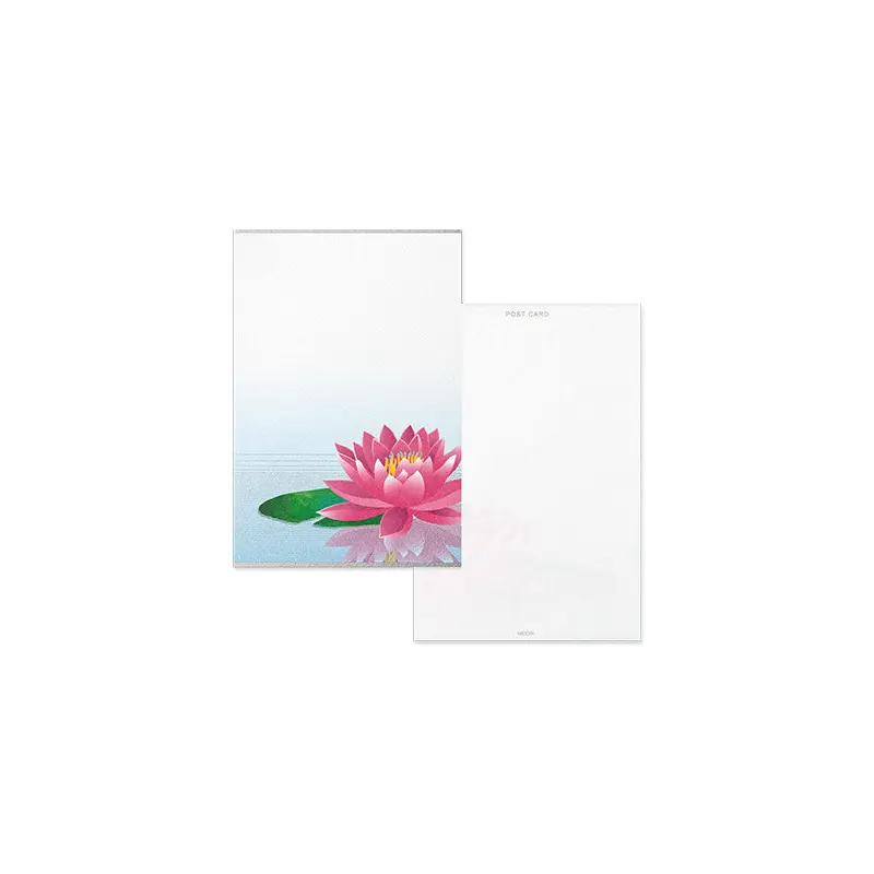 Midori  Postcard 786 Foil Stamping Water Lily Reflection