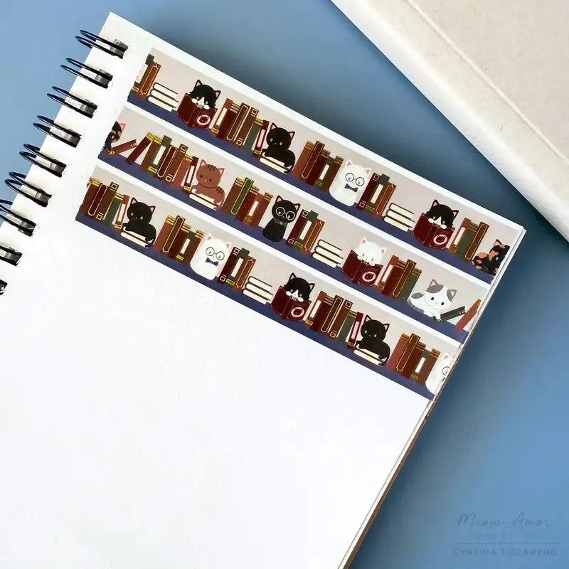 Meow Amor Creative - Book Cats Gold Foil Washi Tape
