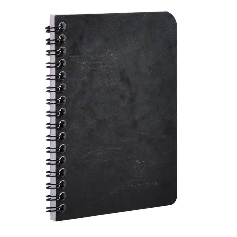 Clairefontaine Basics A5 Side Wirebound Notebook With Pockets - Black Lined