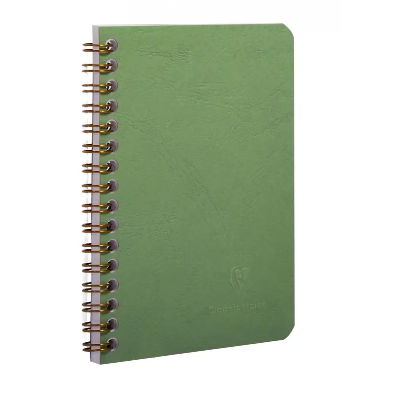 Clairefontaine Basics A5 Side Wirebound Notebook With Pockets- Green Lined