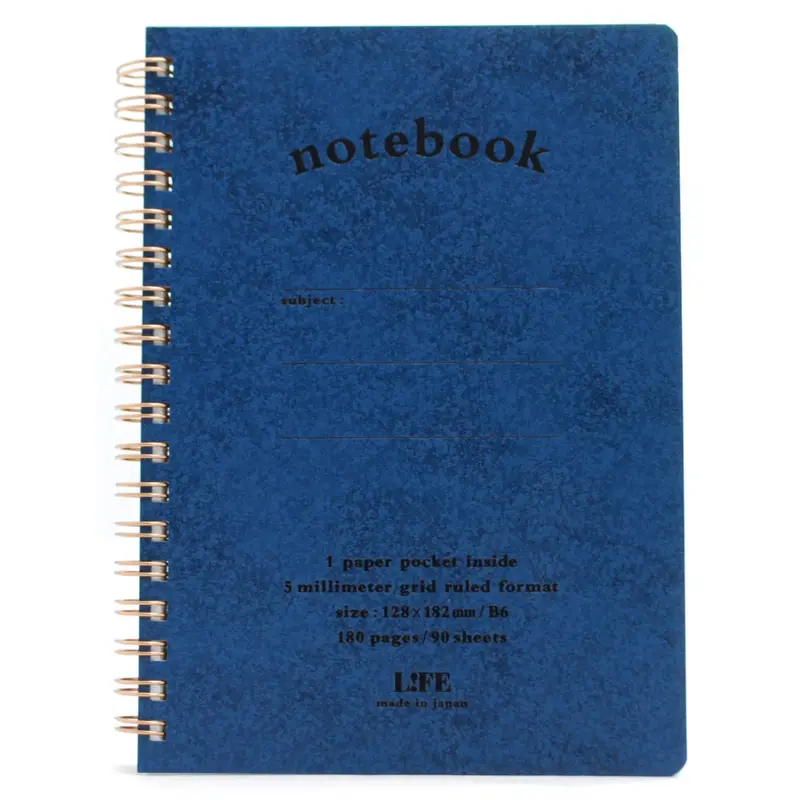 Life Stationery B6 Spiral Notebook Blue