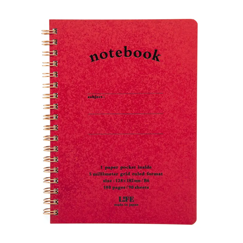 Life Stationery B6 Spiral Notebook Red