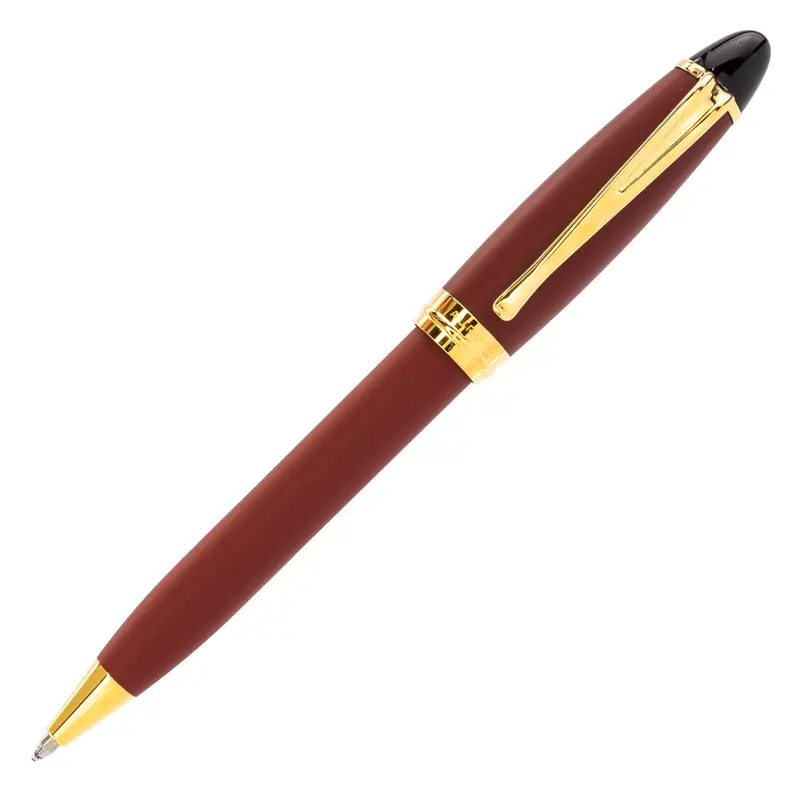 Aurora Ipsilon Satin Ballpoint Pen - Burgundy with Gold Trim