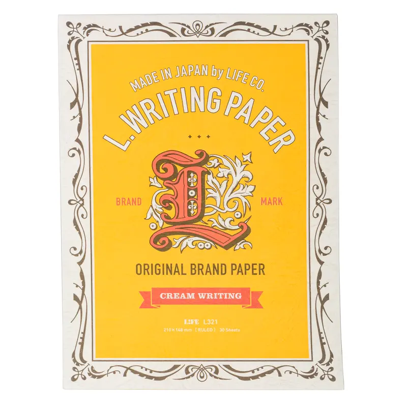 Life Stationery L. Writing Paper- A5 Yellow Cover