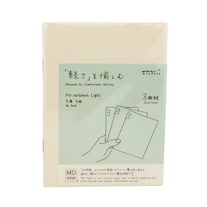 Midori MD A6 Notebook Light- Grid - 3 pack