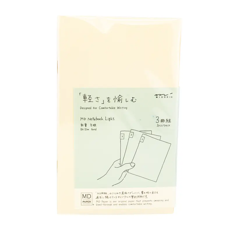 Midori MD B6 Slim Notebook Light- Grid - 3 pack