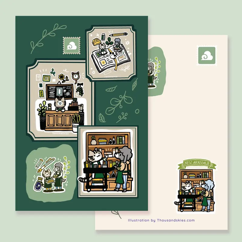 Thousand Skies - Postcard - A Day in Stationery Store