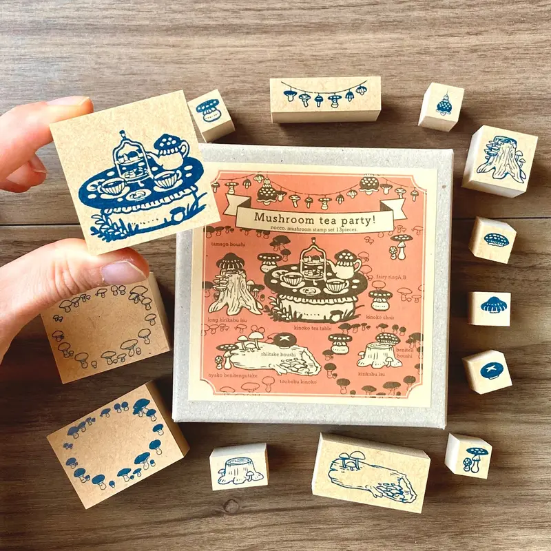 nocco. Mushroom Tea Party Stamp Set