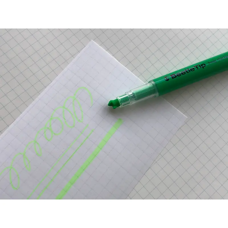Kokuyo Beetle Tip 3way Highlighter Pen - Light Green