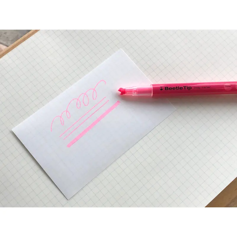 Kokuyo Beetle Tip 3way Highlighter Pen - Pink