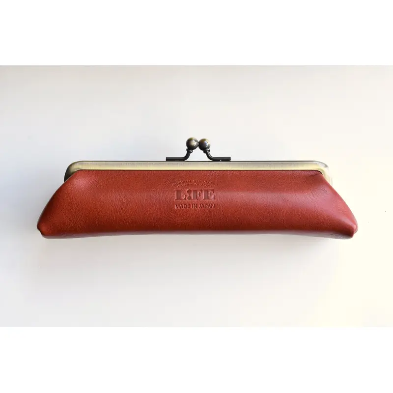 Life Leather Pen Pouch with Clasp - Brown
