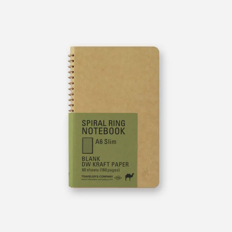 TRAVELER's Company - Spiral Ring Notebook - Blank DW Kraft Paper - A6 Slim