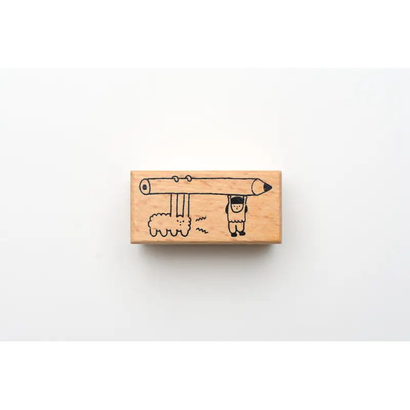 Yohand Studio Wooden Stamp - Writing with Fluffy Cloud Dog