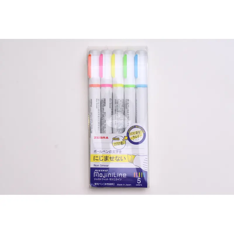 Zebra Justfit Mojini Line Highlighter - 5 Color Set
