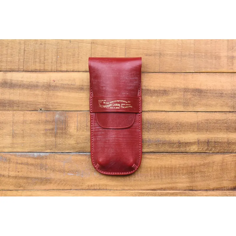 The Superior Labor Bridle Leather Flap Pen Case - Red