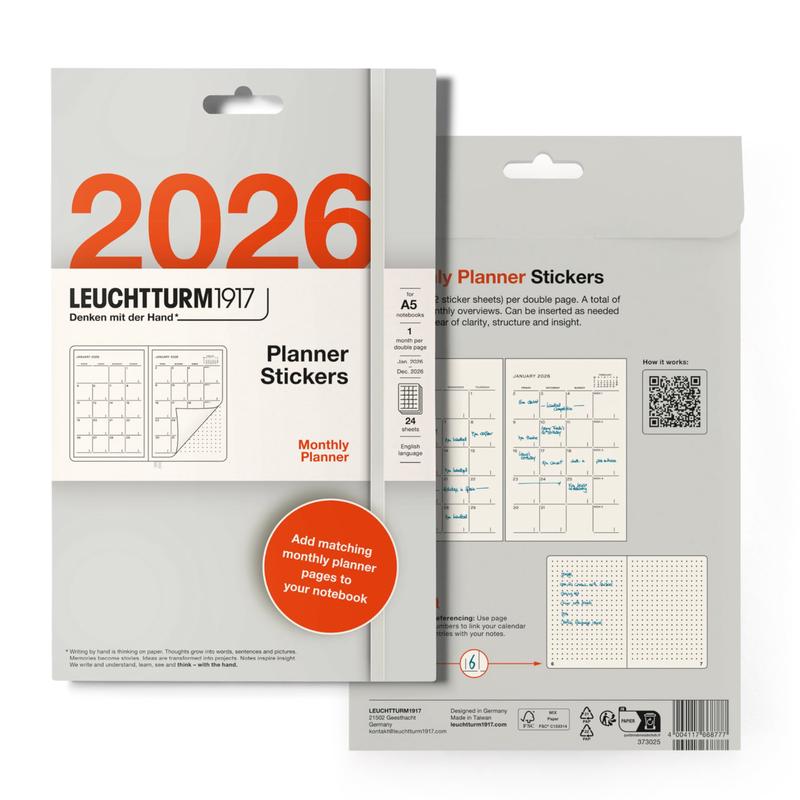 Leuchtturm1917 Planner Stickers 2026 - Monthly - English