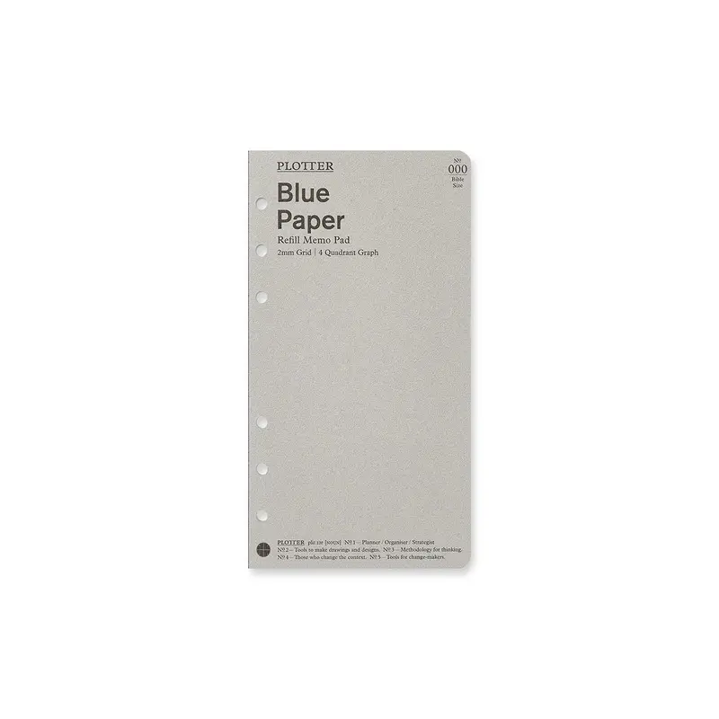 PLOTTER Refill Memo Pad - 2mm Grid Quadrant Blue Paper - Bible Size - US Exclusive