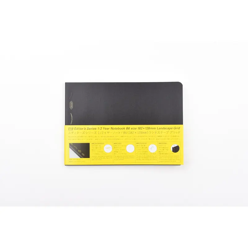 Stalogy Editor's Series 1/2 Year Notebook - B6 - Landscape - Black