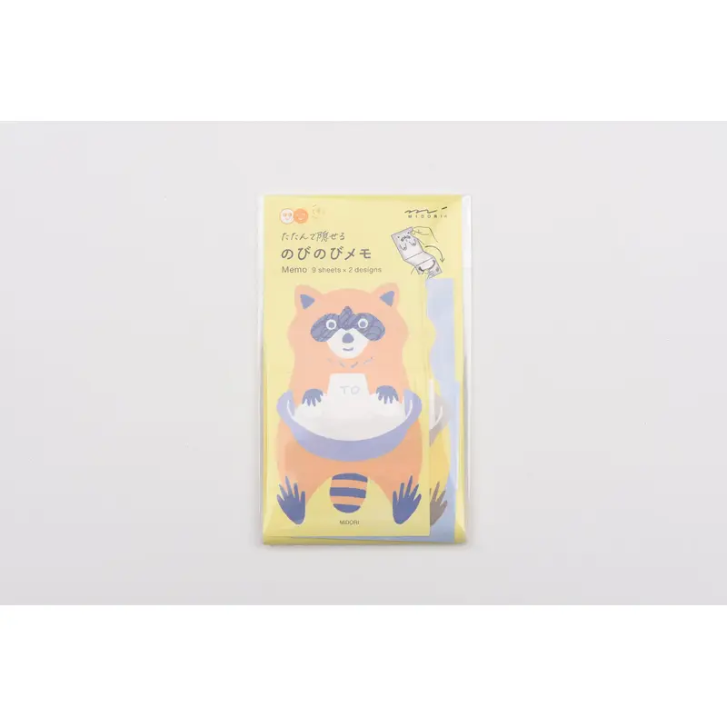 Midori Memo Pad - Stretchy Raccoon