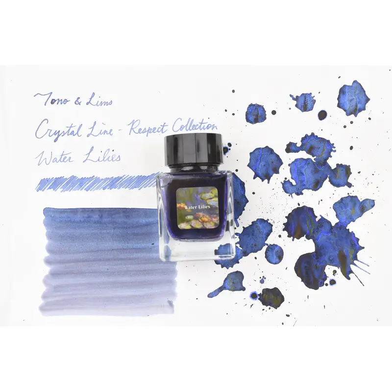 Tono & Lims Glass Pen Ink Bottle - Crystal Line - Respect Collection - Water Lilies - 30ml