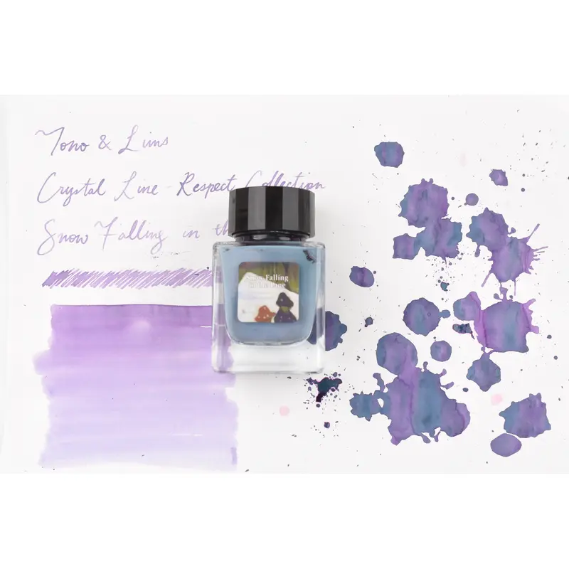 Tono & Lims Glass Pen Ink Bottle - Crystal Line - Respect Collection - Snow Falling in the Lane - 30ml