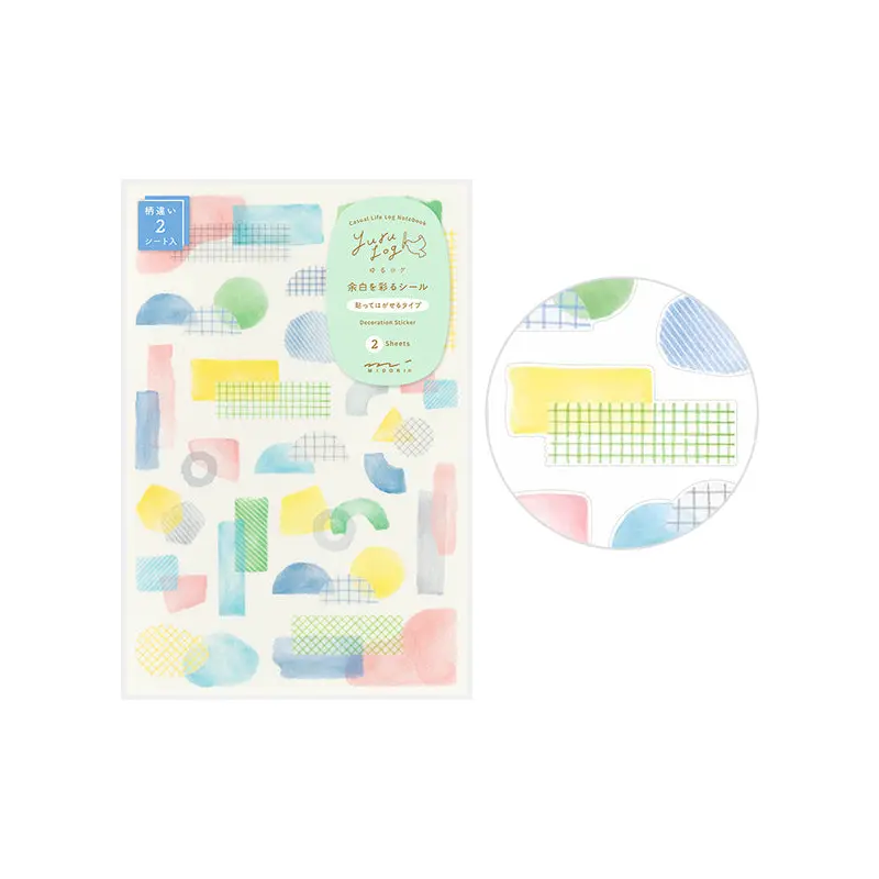 Yuru Log 2 Sheets Sticker - Collage Watercolor Motif (Coming Soon)